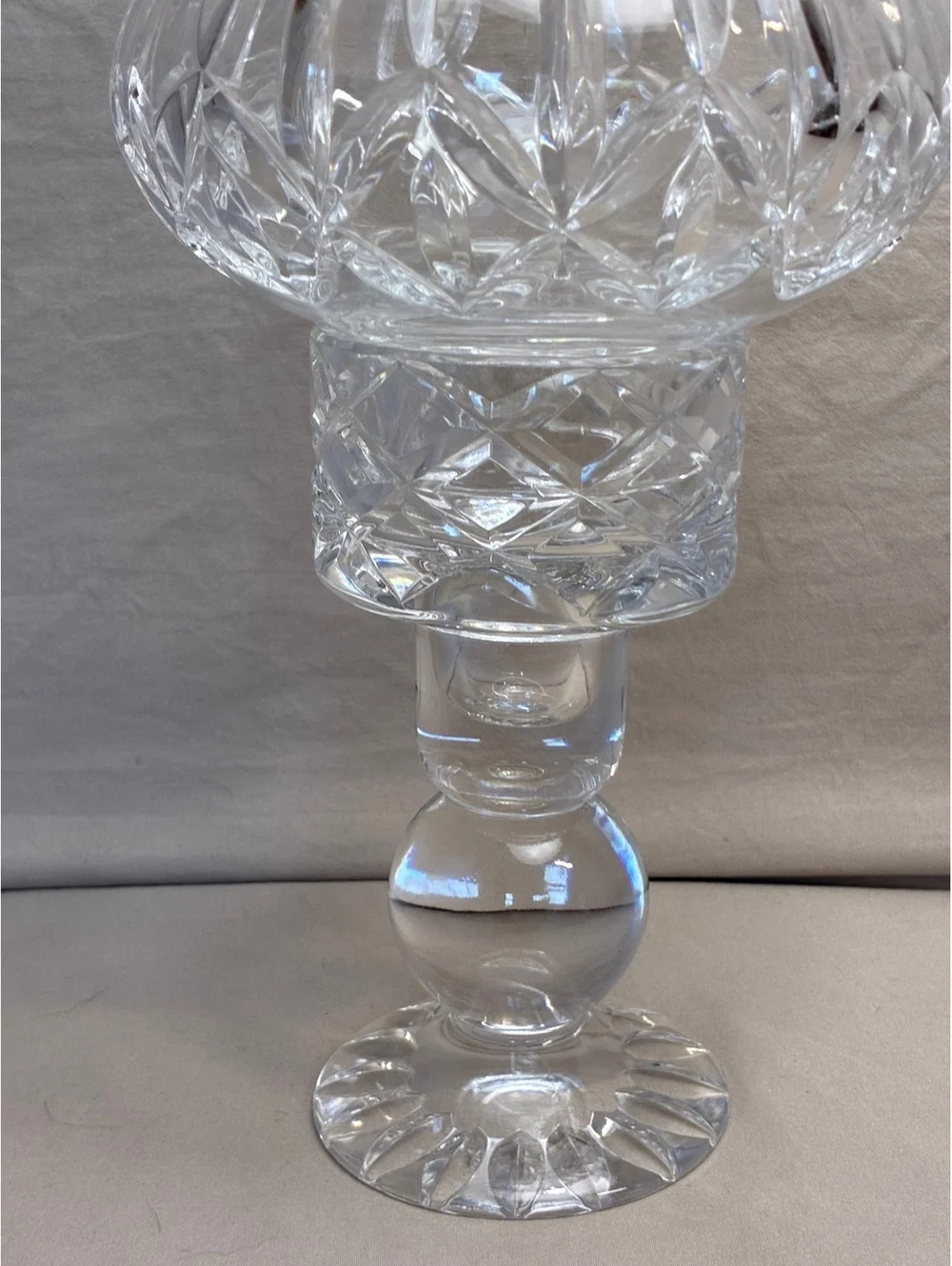 Vintage Clear lead crystal Hurricane Candle Holder